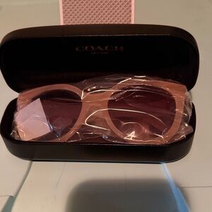 COACH Pink Round Women's Sunglasses with Tinted Lenses - Milky Blush